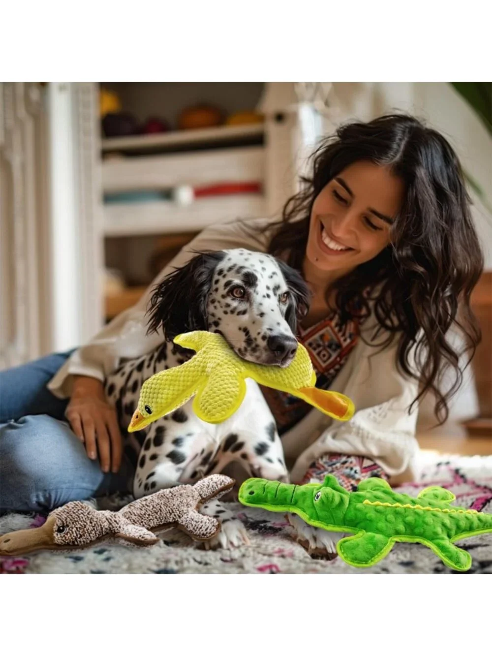 Durable No Stuffing Dog Squeaky Chew Toys - 3 Pack for All Breeds, Fun Gift!